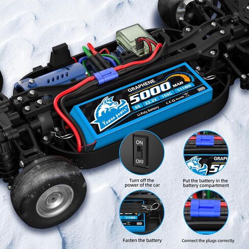 Yowoo 2 Packs 6S 22.2V 5000mAh 150C Graphene LiPo Battery with EC5 Connector Soft Case for RC Car Truck Airplane Helicopter Quadcopter Boat and DJI Model in Saudi Arabia
