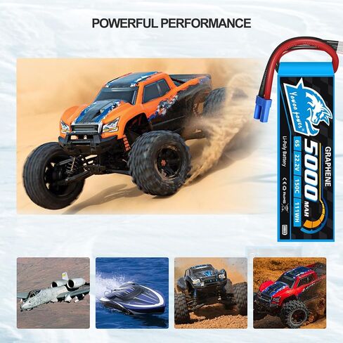 Yowoo 2 Packs 6S 22.2V 5000mAh 150C Graphene LiPo Battery with EC5 Connector Soft Case for RC Car Truck Airplane Helicopter Quadcopter Boat and DJI Model in Saudi Arabia