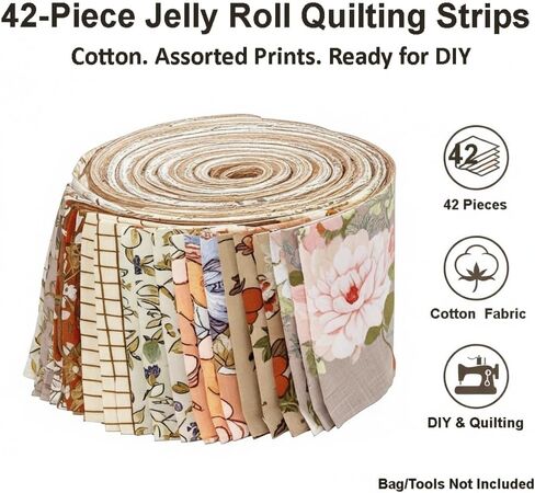 42 Piece Jelly Roll Fabric Quilting,Pre Cut Fabric Strips for Quilting Projects Sewing and Patchwork Crafts in Saudi Arabia