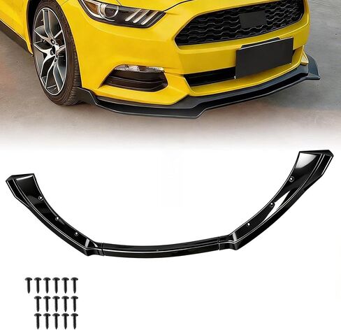 شفة المصد الأمامي من VLAND متوافقة مع 2015-2017 Ford Mustang Air Dam Chin Splitter Spoiler Guard مع نمط الأداء، ABS أسود لامع (IKON V2) 3 قطع in Kuwait