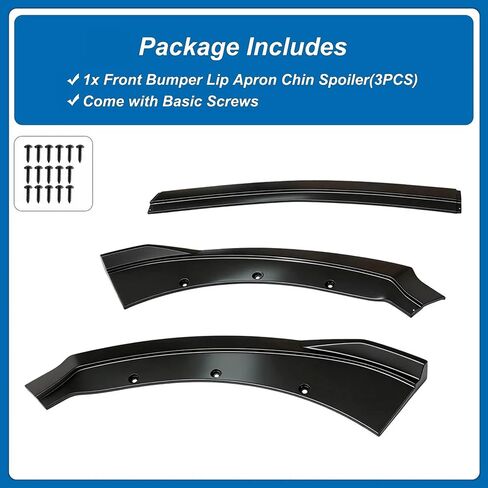 شفة المصد الأمامي من VLAND متوافقة مع 2015-2017 Ford Mustang Air Dam Chin Splitter Spoiler Guard مع نمط الأداء، ABS أسود لامع (IKON V2) 3 قطع in Kuwait