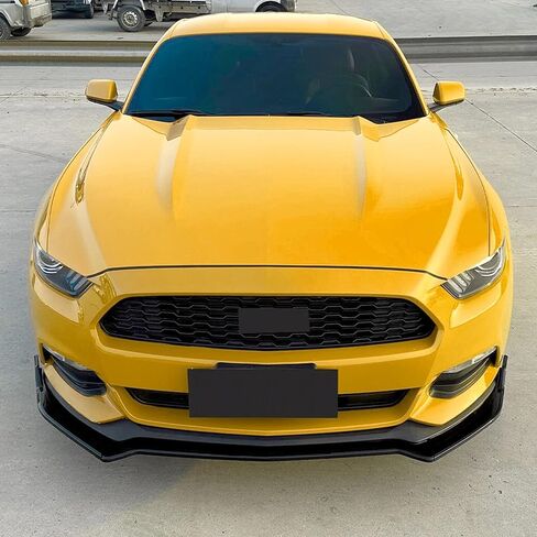 شفة المصد الأمامي من VLAND متوافقة مع 2015-2017 Ford Mustang Air Dam Chin Splitter Spoiler Guard مع نمط الأداء، ABS أسود لامع (IKON V2) 3 قطع in Kuwait