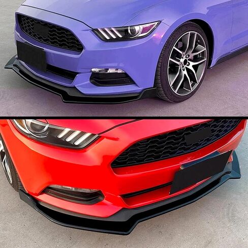 شفة المصد الأمامي من VLAND متوافقة مع 2015-2017 Ford Mustang Air Dam Chin Splitter Spoiler Guard مع نمط الأداء، ABS أسود لامع (IKON V2) 3 قطع in Kuwait