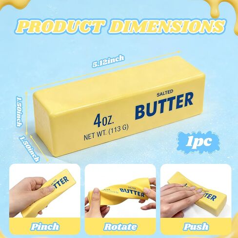 1Pcs Butter Stick Slow Rising Squishy Taba Squishy, Salted Butter Bar Slow Rising Figure Stress Relief Fidget Toy for Mood Relax Hand Relax, Party Favor Gift in Saudi Arabia