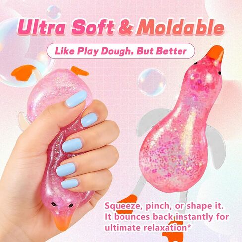 2026 New Cute Duck Squishy Sugar Stress Ball,Soft Duck Stress Relief Sugar Ball Toys and Moldable Slow Rise Relaxing Sensory Fidget Stress for Anxiety Relief(Pink) in Saudi Arabia