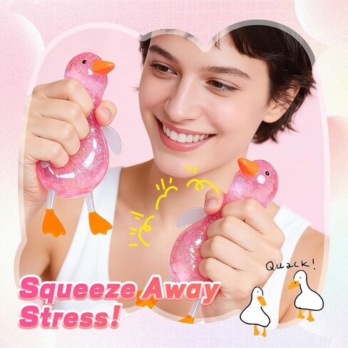 2026 New Cute Duck Squishy Sugar Stress Ball,Soft Duck Stress Relief Sugar Ball Toys and Moldable Slow Rise Relaxing Sensory Fidget Stress for Anxiety Relief(Pink) in Saudi Arabia