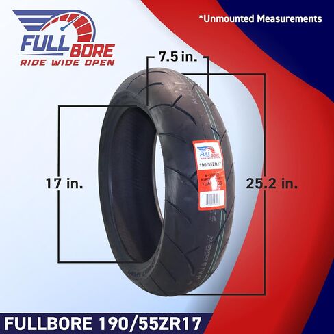 إطار دراجة نارية خلفي Full Bore M1 190/55ZR17، نصف قطري عالي الأداء، قبضة وتعامل فائقين لدراجات الشوارع، 190/55-17، مملوكة لعائلة بالولايات المتحدة الأمريكية in Kuwait