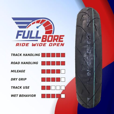 إطار دراجة نارية خلفي Full Bore M1 190/55ZR17، نصف قطري عالي الأداء، قبضة وتعامل فائقين لدراجات الشوارع، 190/55-17، مملوكة لعائلة بالولايات المتحدة الأمريكية in Kuwait