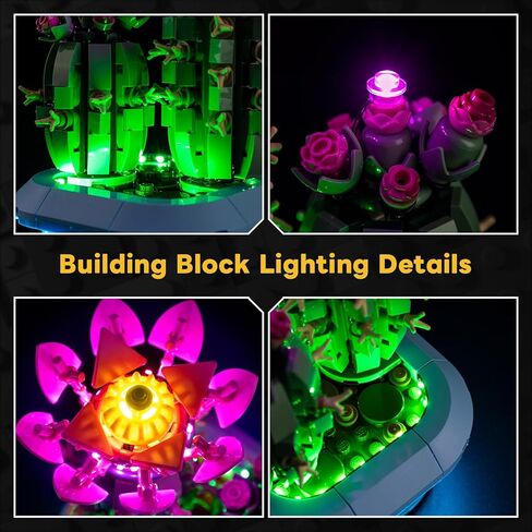 مجموعة إضاءة Kyglaring متوافقة مع مكعبات البناء Lego Flowering Cactus 11509، ترقية عناصر التحكم باللمس والإضاءة الملونة، ملحق مكعبات البناء لمجموعة نماذج Lego 11509، الأضواء فقط in Kuwait
