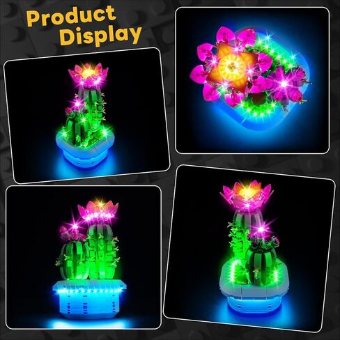 مجموعة إضاءة Kyglaring متوافقة مع مكعبات البناء Lego Flowering Cactus 11509، ترقية عناصر التحكم باللمس والإضاءة الملونة، ملحق مكعبات البناء لمجموعة نماذج Lego 11509، الأضواء فقط in Kuwait