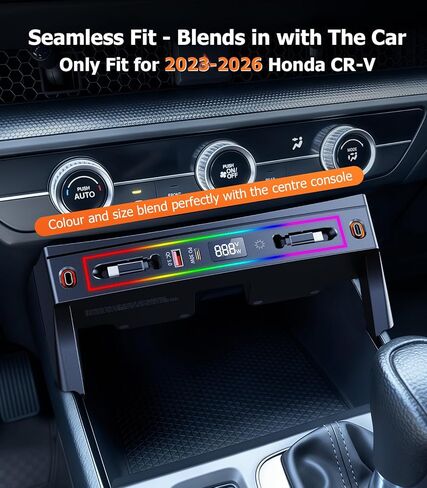 for Honda CRV Car Charger USB Hub with RGB Light, 4-Port Retractable Cable Docking Station for Honda CR-V Accessories 2026 2025 2024 2023, Center Console Phone Fast Charger Hub Voltage Display in Saudi Arabia