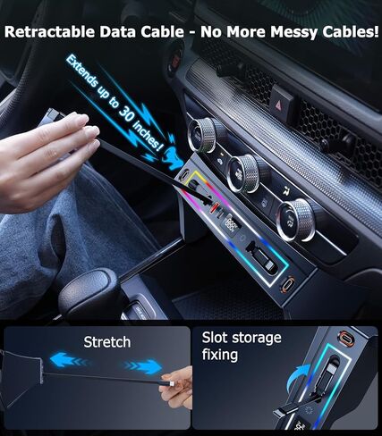 for Honda CRV Car Charger USB Hub with RGB Light, 4-Port Retractable Cable Docking Station for Honda CR-V Accessories 2026 2025 2024 2023, Center Console Phone Fast Charger Hub Voltage Display in Saudi Arabia