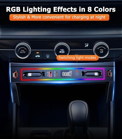 for Honda CRV Car Charger USB Hub with RGB Light, 4-Port Retractable Cable Docking Station for Honda CR-V Accessories 2026 2025 2024 2023, Center Console Phone Fast Charger Hub Voltage Display in Saudi Arabia