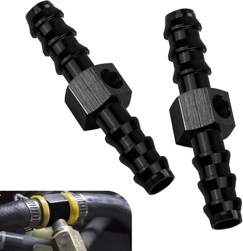 2 قطعة 1/8 NPT إلى 3/8 Barb محول تركيب قياس ضغط الوقود، محول تركيب T من الألومنيوم، متوافق مع مقياس ضغط الوقود المضمن، مستشعر ضغط الوقود (أسود) in Kuwait