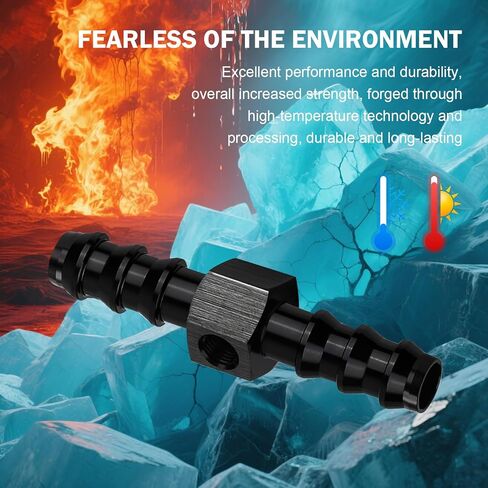 2 قطعة 1/8 NPT إلى 3/8 Barb محول تركيب قياس ضغط الوقود، محول تركيب T من الألومنيوم، متوافق مع مقياس ضغط الوقود المضمن، مستشعر ضغط الوقود (أسود) in Kuwait