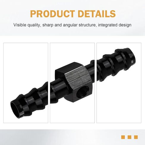 2 قطعة 1/8 NPT إلى 3/8 Barb محول تركيب قياس ضغط الوقود، محول تركيب T من الألومنيوم، متوافق مع مقياس ضغط الوقود المضمن، مستشعر ضغط الوقود (أسود) in Kuwait
