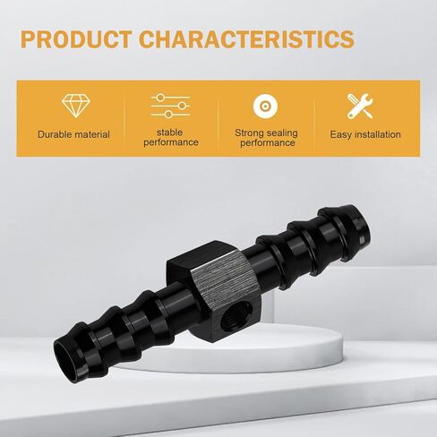2 قطعة 1/8 NPT إلى 3/8 Barb محول تركيب قياس ضغط الوقود، محول تركيب T من الألومنيوم، متوافق مع مقياس ضغط الوقود المضمن، مستشعر ضغط الوقود (أسود) in Kuwait
