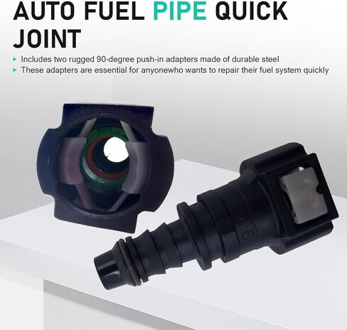 2 PCS Car Fuel Line Quick Connectors, 9.49 ID8 Straight Bundy Female to Hose Barb, Leak Proof Push-on Oil Pump Quick Plug, Universal Plug and Play Tubing Accessory for Car Fuel System (Black) in Kuwait