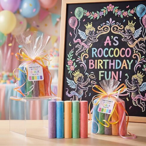 24 Set Sidewalk Chalk Birthday Party Favors Include 120 Pcs Washable Jumbo Chalk Bulk Individual Packs with Thank You Tags, Ribbons Clear Gift Bag Birthday Goodie Bag Filler for Summer in Saudi Arabia