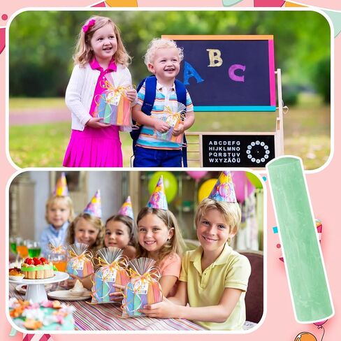 24 Set Sidewalk Chalk Birthday Party Favors Include 120 Pcs Washable Jumbo Chalk Bulk Individual Packs with Thank You Tags, Ribbons Clear Gift Bag Birthday Goodie Bag Filler for Summer in Saudi Arabia