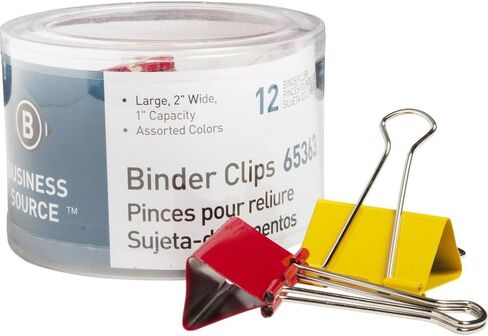 Business Source Large Binder Clips - Pack of 12 - Assorted Colors (65363) in Kuwait