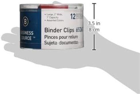 Business Source Large Binder Clips - Pack of 12 - Assorted Colors (65363) in Kuwait