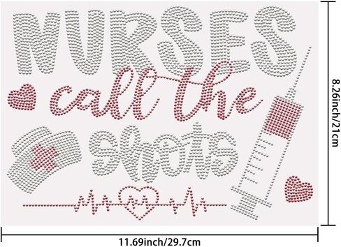 SUPERDANT Nurses Call The Shots Iron on Rhinestones Transfer Funny Crystal Heat Transfer Stickers Iron on Decals Bling Rhinestone Patches for Nurse's T-Shirt Clothing Jackets DIY Art Craft Gifts in Kuwait
