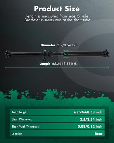 SCITOO 65.24"-68.58" Rear Driveshaft Assembly Drive Shaft Prop Shaft Fit For Ford For Ranger 2.3L 2019-2023, Auto, Replace OE KB3G4K145AE in Kuwait