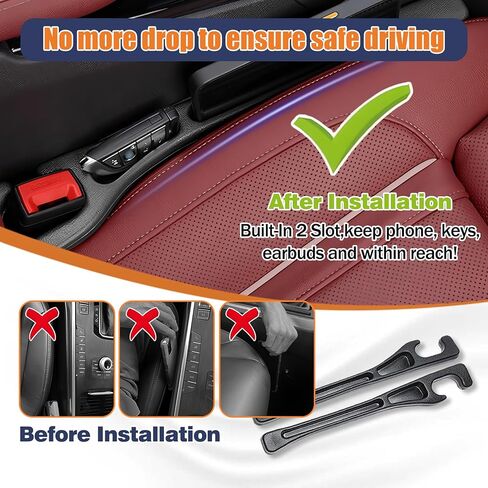 2-PackCar Seat Gap Filler，Car Cup Holder Coaster，Car Seat Crevice Blocker Stop Things from Dropping，Auto Accessories for SUV Truck Sedan in Saudi Arabia