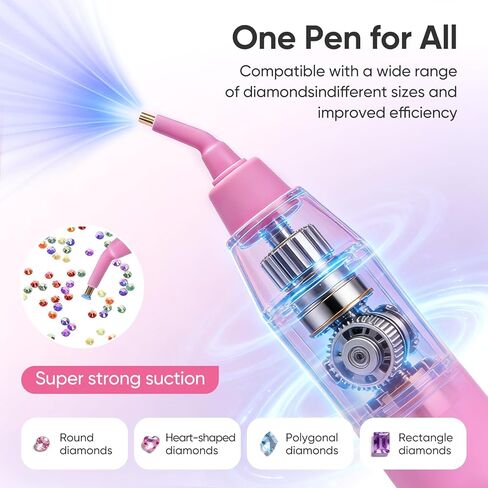 Electric Diamond Painting Pen with Vacuum Technology, No Wax, Cordless & Rechargeable, 135° Ergonomic Tip - No Wrist Pain, Perfect Diamond Art Accessories for Women in Saudi Arabia