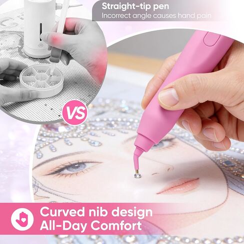 Electric Diamond Painting Pen with Vacuum Technology, No Wax, Cordless & Rechargeable, 135° Ergonomic Tip - No Wrist Pain, Perfect Diamond Art Accessories for Women in Saudi Arabia