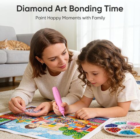 Electric Diamond Painting Pen with Vacuum Technology, No Wax, Cordless & Rechargeable, 135° Ergonomic Tip - No Wrist Pain, Perfect Diamond Art Accessories for Women in Saudi Arabia