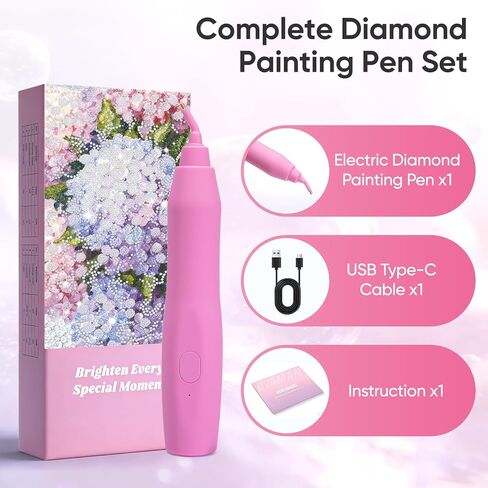 Electric Diamond Painting Pen with Vacuum Technology, No Wax, Cordless & Rechargeable, 135° Ergonomic Tip - No Wrist Pain, Perfect Diamond Art Accessories for Women in Saudi Arabia
