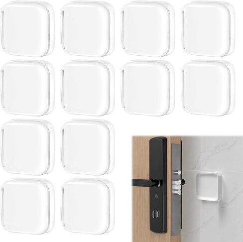 12 Pack Square Clear Silicone Door Bumpers, Self-Adhesive Rubber Bumpers, Wall Protectors for Door Knobs, Handles & Headboards in Saudi Arabia