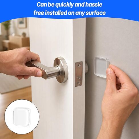 12 Pack Square Clear Silicone Door Bumpers, Self-Adhesive Rubber Bumpers, Wall Protectors for Door Knobs, Handles & Headboards in Saudi Arabia