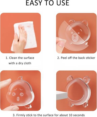 6 PCS Door Stoppers for Wall, Clear Rubber Door Knob Wall Protector Silencer Self Adhesive Door Bumpers for Walls Reusable Wall Shield Cushion, Washable & Reusable in Saudi Arabia