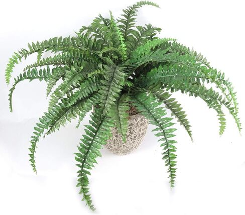 34" Artificial Boston Fern Plant with 42 Lifelike Green Silk Fronds - UV Resistant Faux Greenery for Indoor & Outdoor Use | Perfect for Home, Patio, Garden, Office Decor in Saudi Arabia