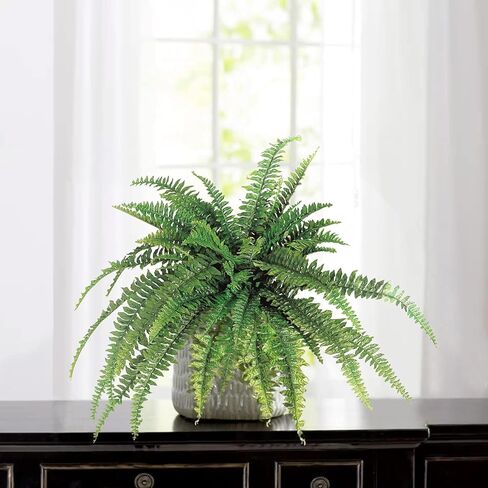 34" Artificial Boston Fern Plant with 42 Lifelike Green Silk Fronds - UV Resistant Faux Greenery for Indoor & Outdoor Use | Perfect for Home, Patio, Garden, Office Decor in Saudi Arabia