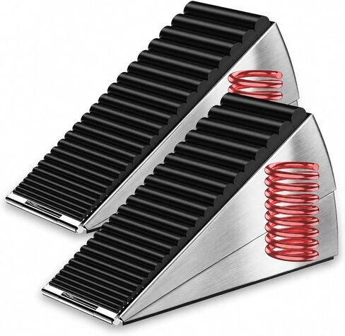 Heavy Duty Door Stoppers for Bottom of Door, 3" Tall Adjustable Spring Door Stop Wedge for Large Door Gaps, Non Slip Stainless Steel Door Stops for Heavy & Self Closing Doors, Carpet Tile Wood Floors in Saudi Arabia