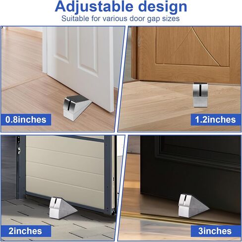 Heavy Duty Door Stoppers for Bottom of Door, 3" Tall Adjustable Spring Door Stop Wedge for Large Door Gaps, Non Slip Stainless Steel Door Stops for Heavy & Self Closing Doors, Carpet Tile Wood Floors in Saudi Arabia