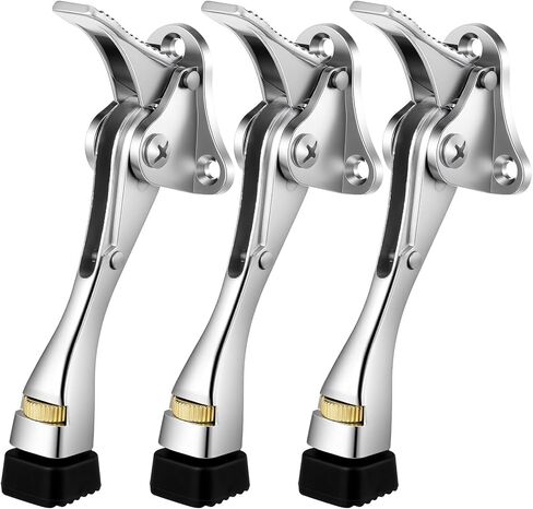 3 Pack Duty Kickdown Door Stopper 4 Inch Adjustable Metal Door Stop with Rubber Tip Floor Mounted Foot Operated Holder for Wide and Heavy Doors in Saudi Arabia