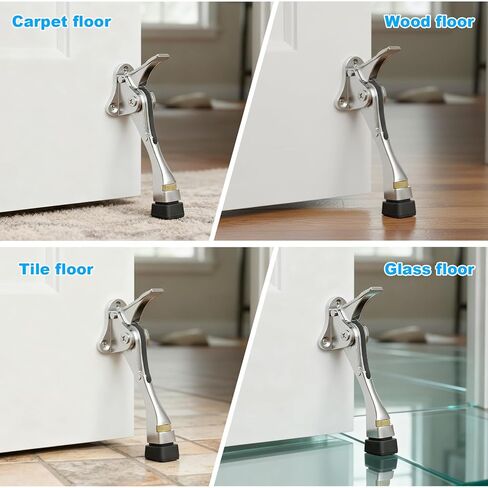 3 Pack Duty Kickdown Door Stopper 4 Inch Adjustable Metal Door Stop with Rubber Tip Floor Mounted Foot Operated Holder for Wide and Heavy Doors in Saudi Arabia