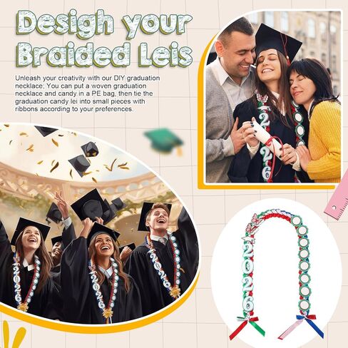 Dunzoom 66pcs DIY قبعة التخرج مجموعة الزينة، الولايات المتحدة والمكسيك العلم Grad قبعة القبعات العالية 2026 سرق وشاح 3D فراشة فو زهرة رقم إلكتروني أحجار الراين لديكور حفلة التخرج in Kuwait