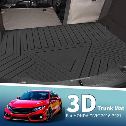 Flat Face Cargo Liner Rear Trunk Mat Trunk Cargo Luggage Boot Tray Mat Stripes and Triangles Pattern for Honda Civic 2016-2021 Anti-Slip in Kuwait