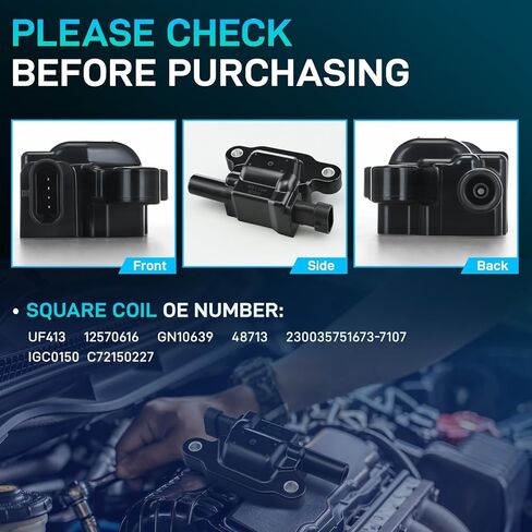 Set of 8 Square Ignition Coil Pack and Spark Plug Wires Harness for 5.3 V8 2007 2008 2009 2010 2011 Chevy Silverado 1500 Avalanche Tahoe Suburban GMC Yukon Sierra Coils 5.3L Replaces UF413 12570616 in Kuwait