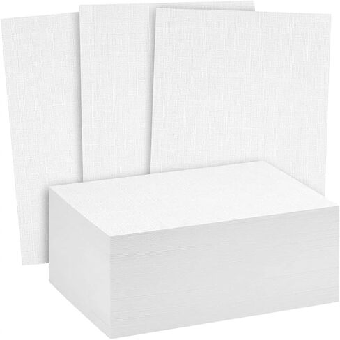 Reskid Premium Linen Textured Cardstock – Thick Heavyweight White 130lb Cover (350 GSM) – 100 Sheets – World-Class Elegance for Invitations, Menus, and Professional DIY Projects (5x7, Inches) in Kuwait