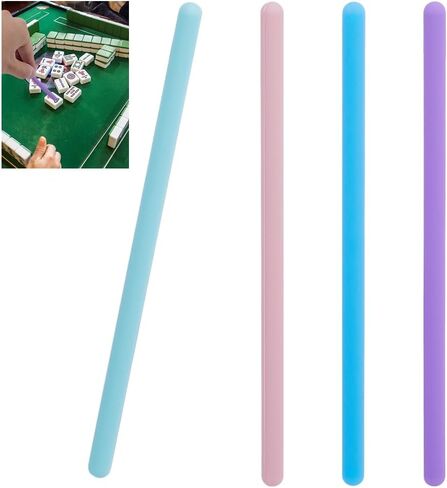 4Pcs Mahjong Tile Takers Silicone Tile Grabbers Sticks to Reach Pass Pick up Mahjong Accessories Gift, 5.5x0.5x0.2 Inch Novelty Mahj Accessory to Reach and Pull Tiles for Game in Kuwait