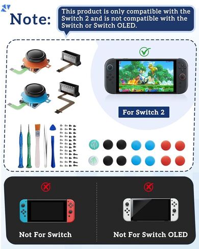 For J0yc0n2 Joystick Replacement for Nintennd0 Switch 2, Upgrade Anti-Drift Switch2 Joysticks Analog Thumbsticks「Includes a full set of tools&Screws,Thumb Caps,Magnetic Connector,Upgraded Joystick」 in Saudi Arabia