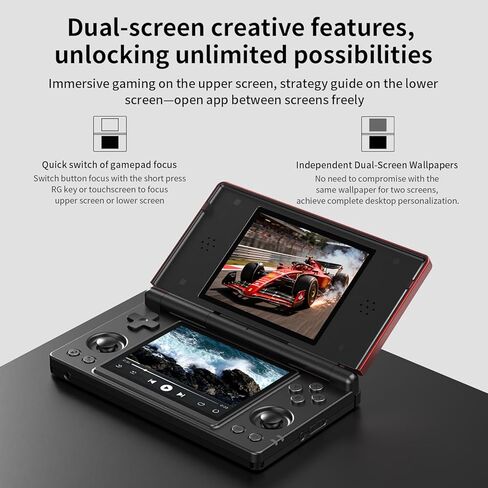 Anbernic RG DS Flip Retro Handheld Game Console , RGDS 4.0 Inch Dual IPS Touch Screen Android 14 System 4000mAh Battery 3+32GB(RG DS-Black) in Kuwait