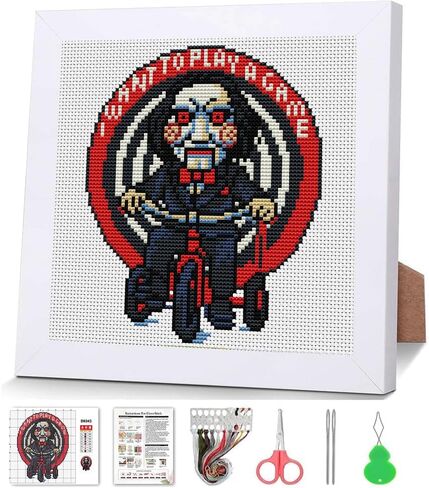 VIGEGU Horror Cross Stitch Kits, Cross Stitch Kits for Adults Beginner with Framed,Halloween Embroidery Kit Stamped 11CT Cross Stitch Arts and Crafts for Adults Partial Cross Stitch 7.9x7.9inch in Saudi Arabia